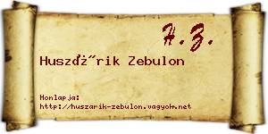 Huszárik Zebulon névjegykártya